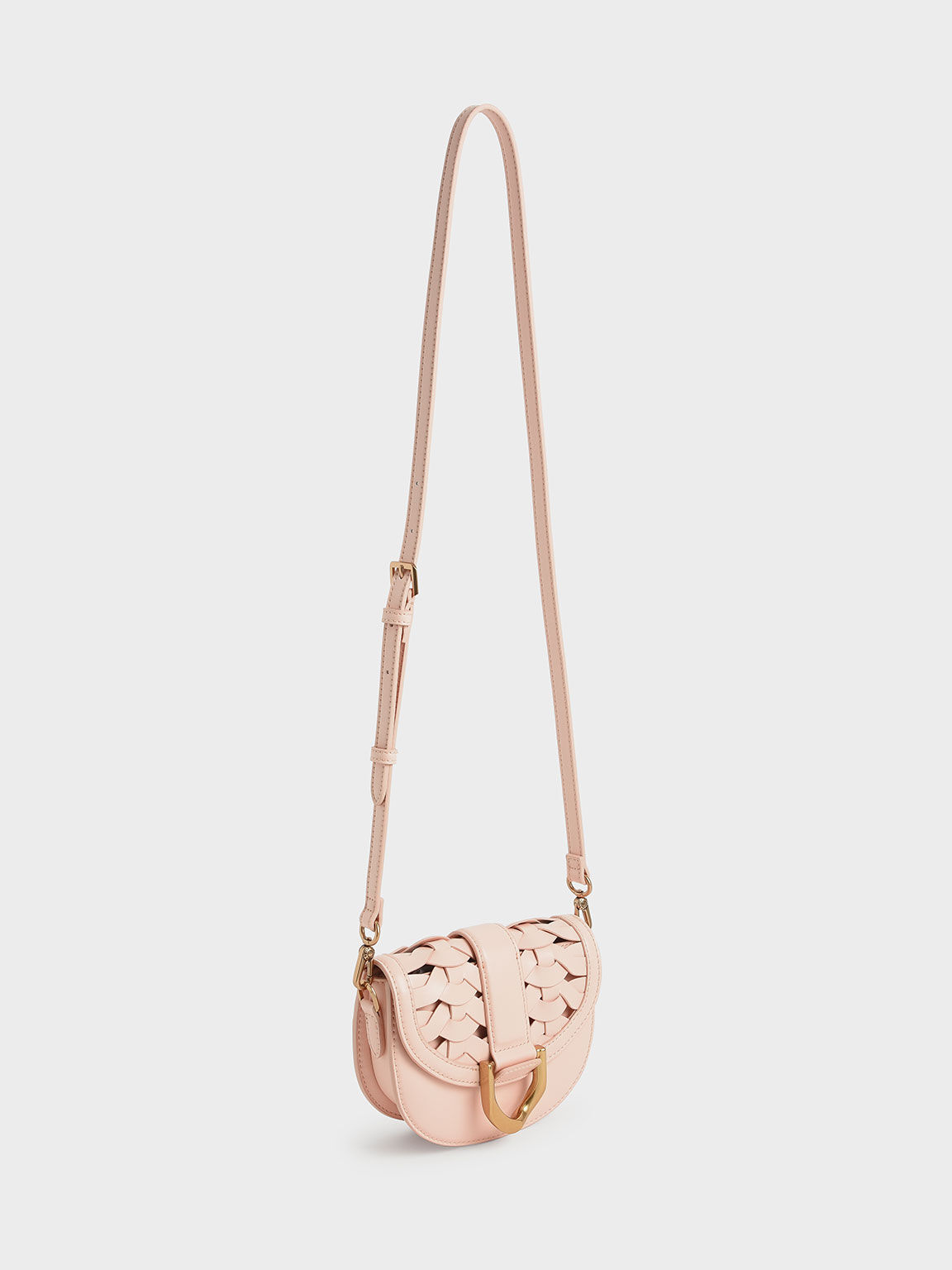 Mini Gabine Woven Saddle Bag, Light Pink, hi-res