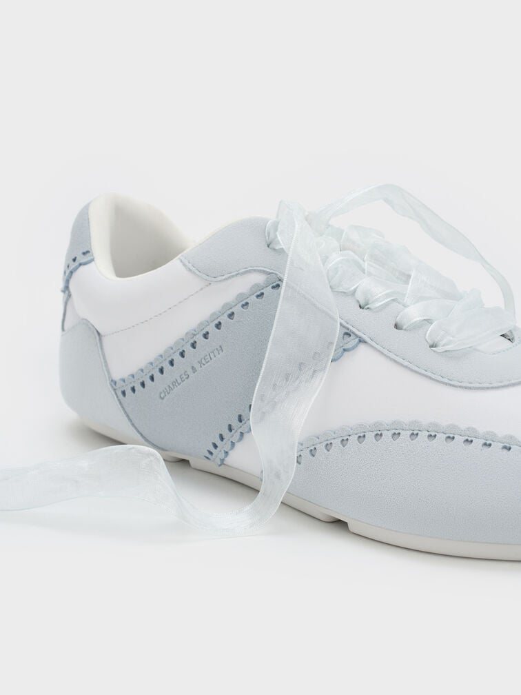 Baskets en dentelle transparente à motif cœur Cece, Bleu Clair, hi-res