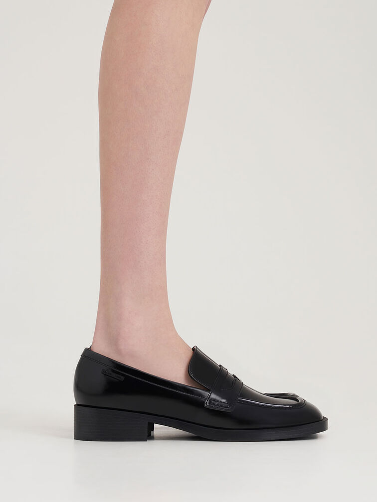 Black Cut-Out Penny Loafers - CHARLES & KEITH US