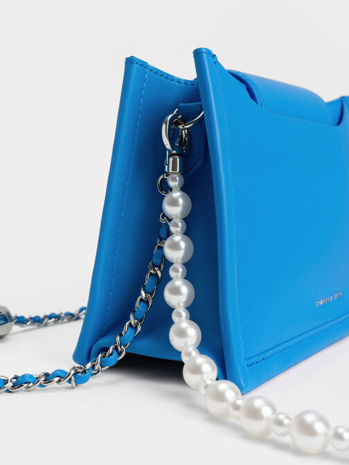 Bolso mini Roza con asa de pedrería y estampado de nubes, Multicolor, hi-res