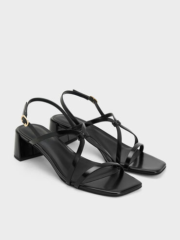 Strappy Block-Heel Slingback Sandals, Black Box, hi-res