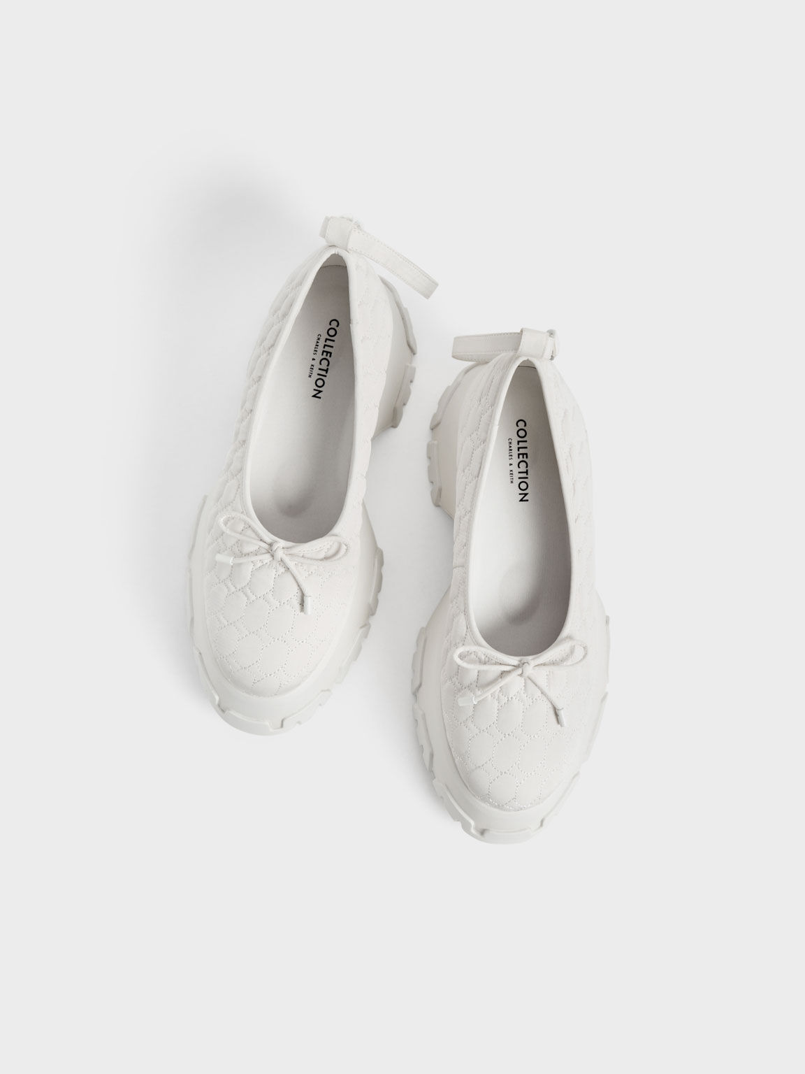 Recycled Polyester Bow Ballerinas, White, hi-res