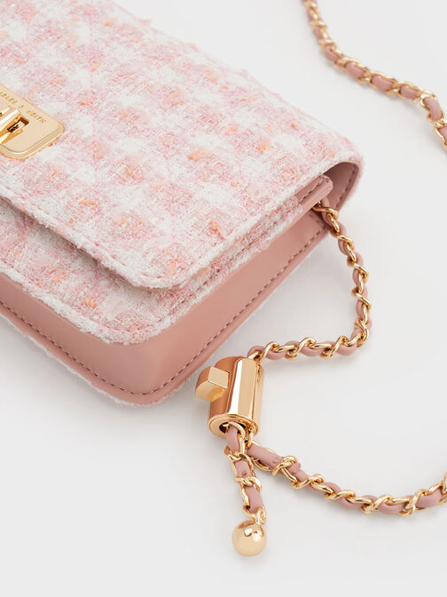 Cressida Tweed Push-Lock Clutch, Pink, hi-res