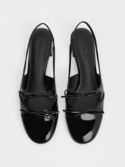 Dorri Double-Bow Slingback Pumps, Black Patent, hi-res