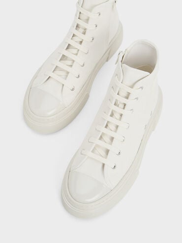 Kay Nylon Two-Tone High-Top Sneakers, White, hi-res
