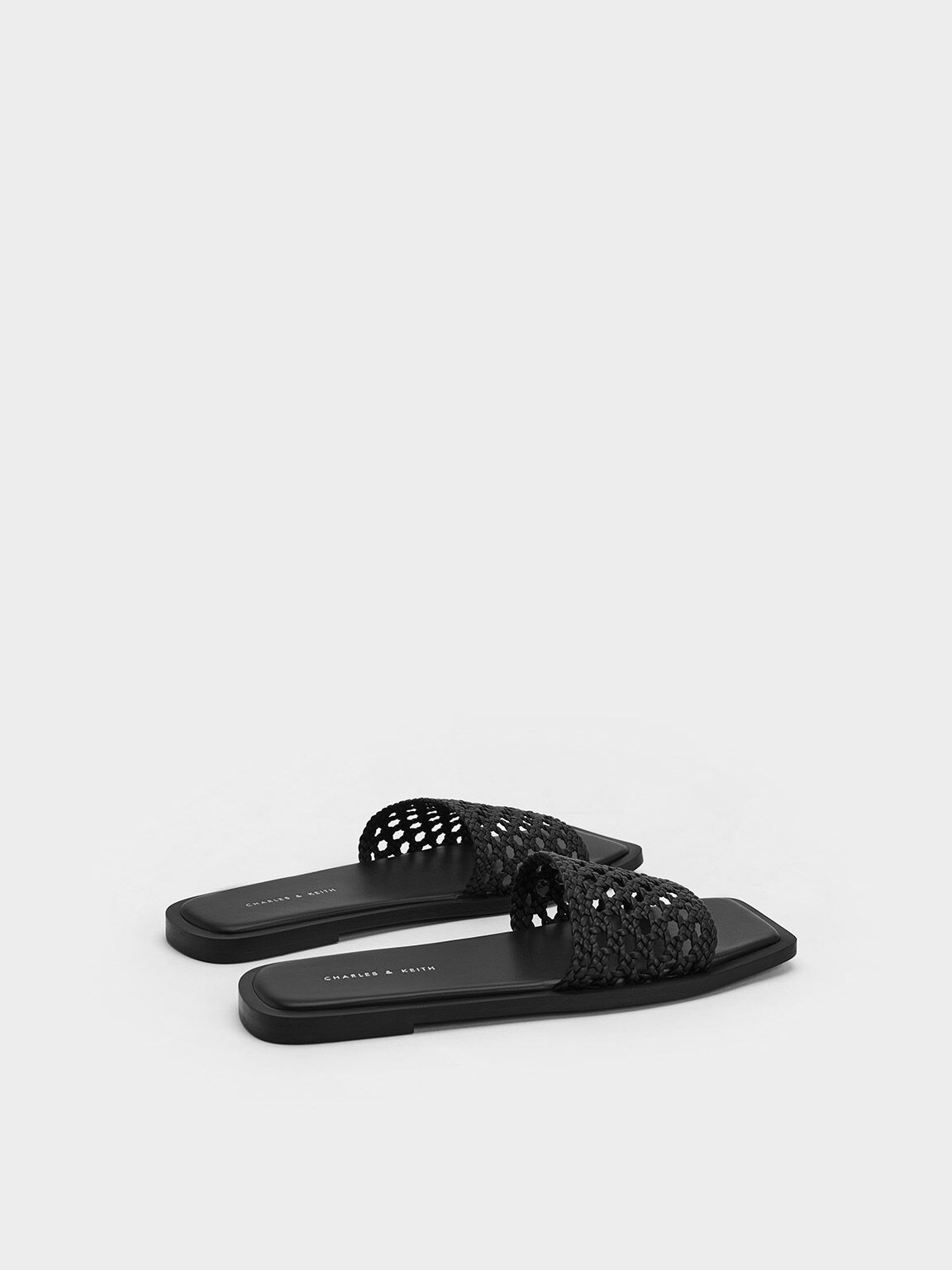 Black square toe slides new arrivals
