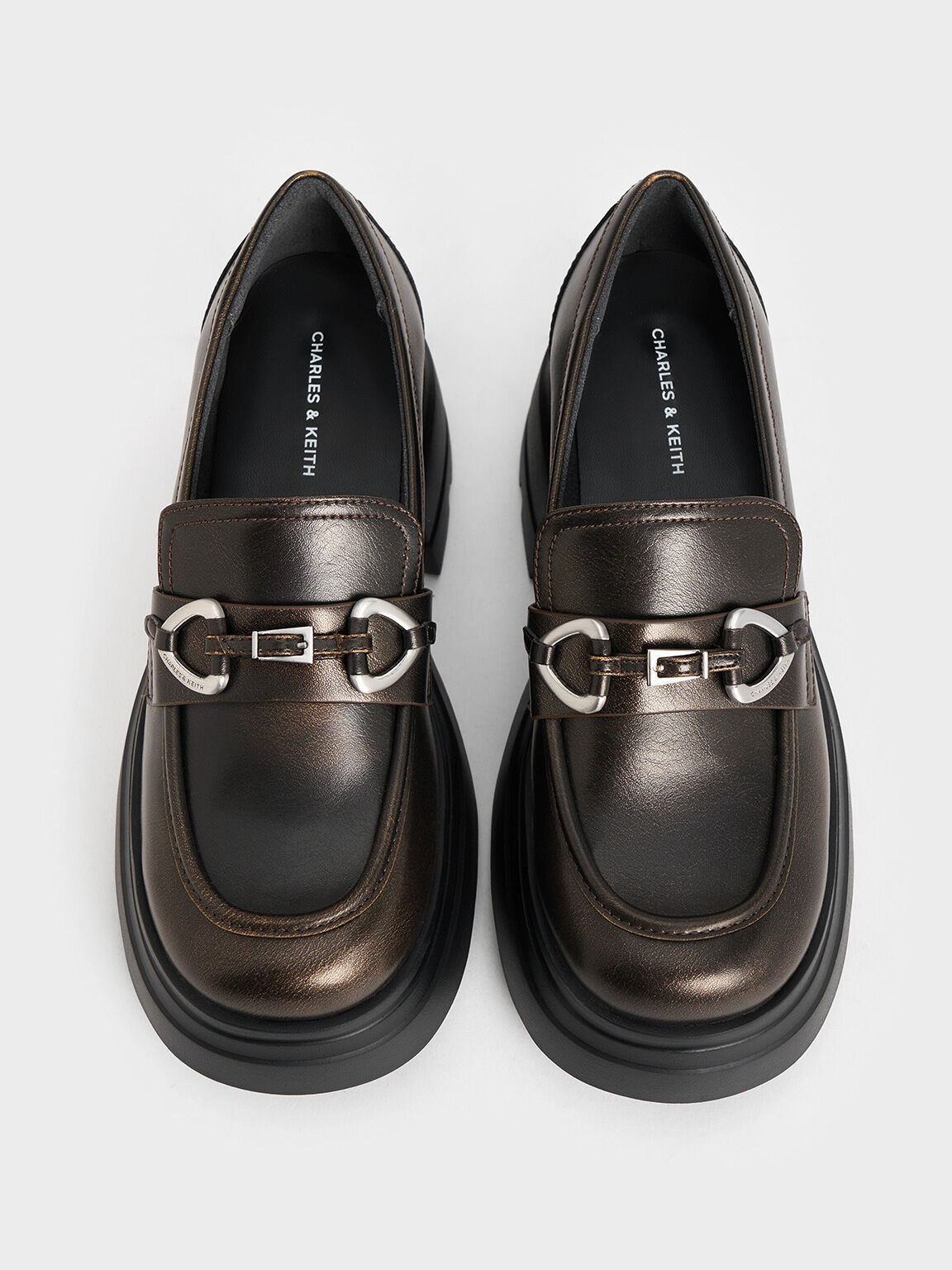 Bronze Metallic-Accent Chunky Platform Loafers - CHARLES