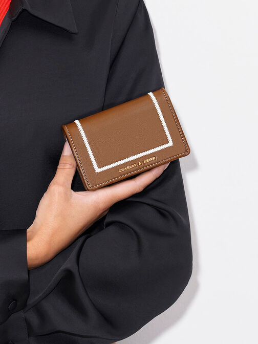 Astra Contrast Trim Wallet, Chocolate, hi-res