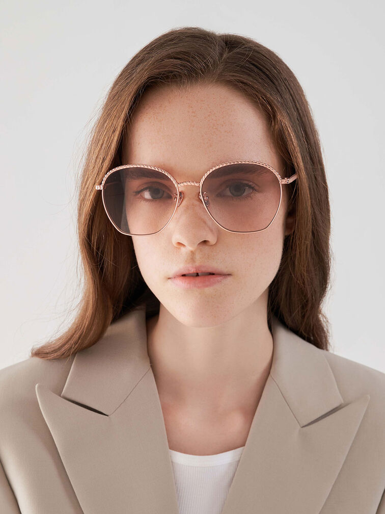 Braided Butterfly Sunglasses, Oro rosa, hi-res