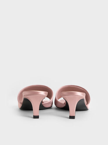 Satin Square-Toe Kitten-Heel Mules, Nude, hi-res