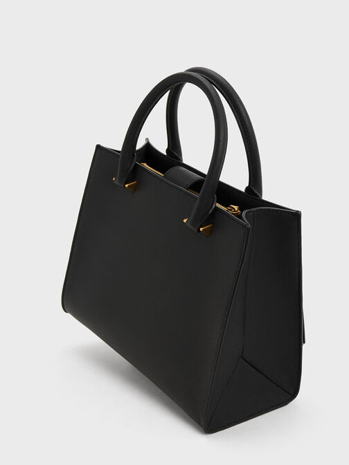 Bolso tote estructurado Arwen, Negro, hi-res