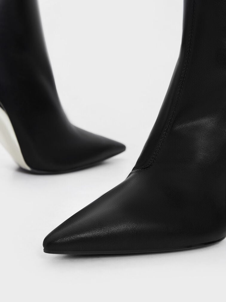 Devon Metallic Blade-Heel Ankle Boots, Black, hi-res