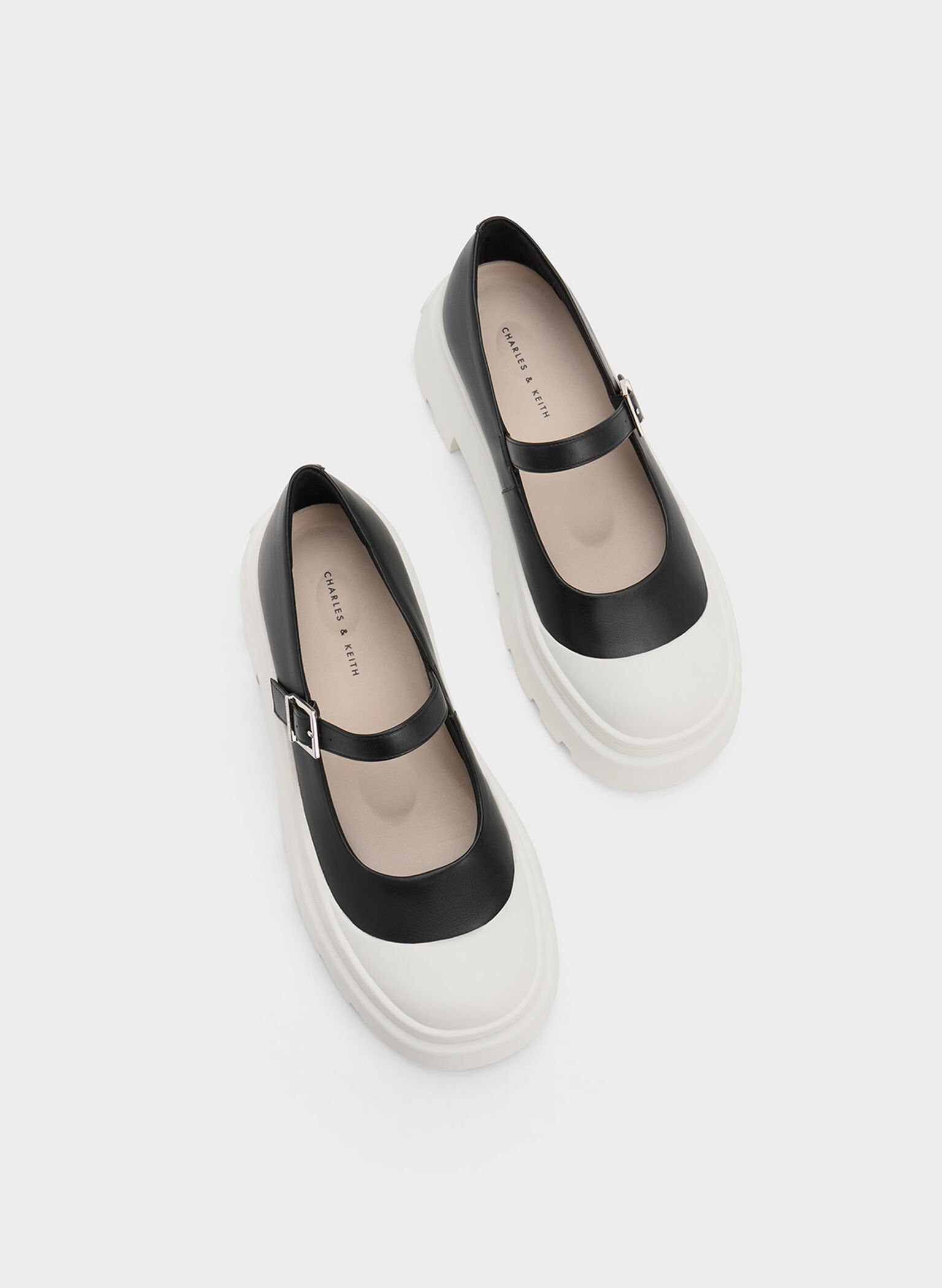 Indra Two-Tone Platform Mary Janes, Black, hi-res