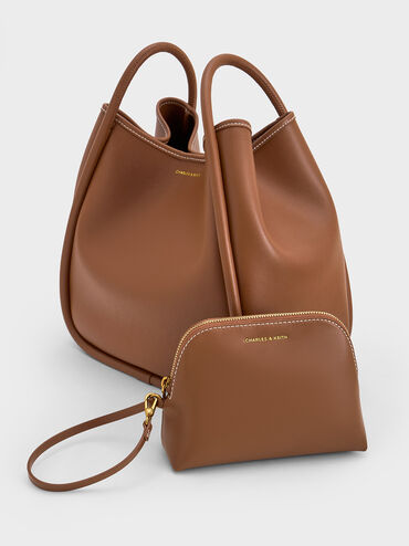 Bolso tote holgado tubular Lyla, Marrón chocolate, hi-res