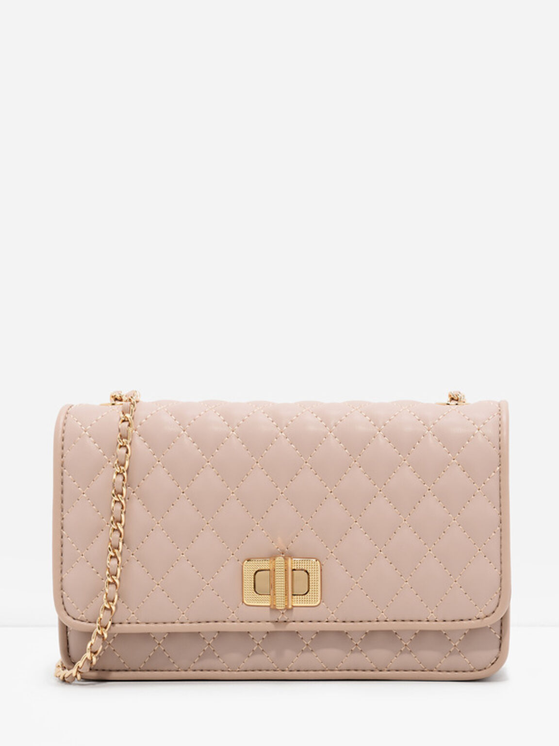 Nude Quilted Chain Strap Bag | CHARLES & KEITH US