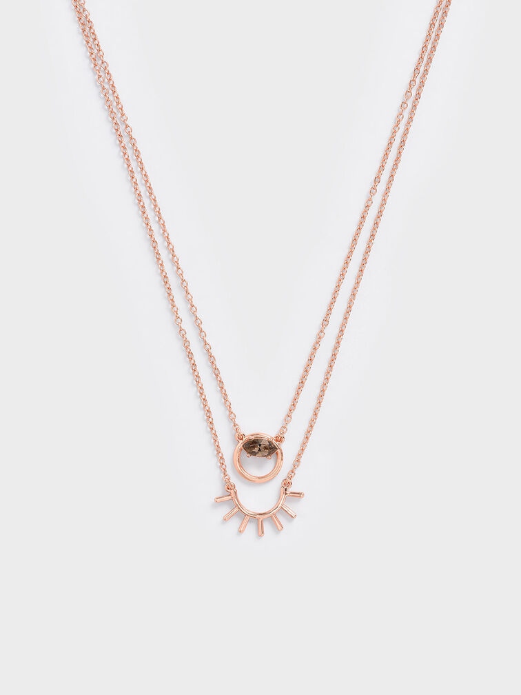 Swarovski® Crystal Pendant Princess Necklace, Rose Gold, hi-res