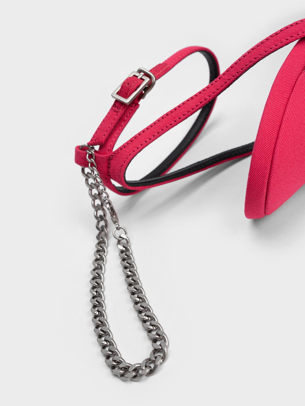 Chain-Link Ankle-Strap Woven Pumps, Fuchsia, hi-res
