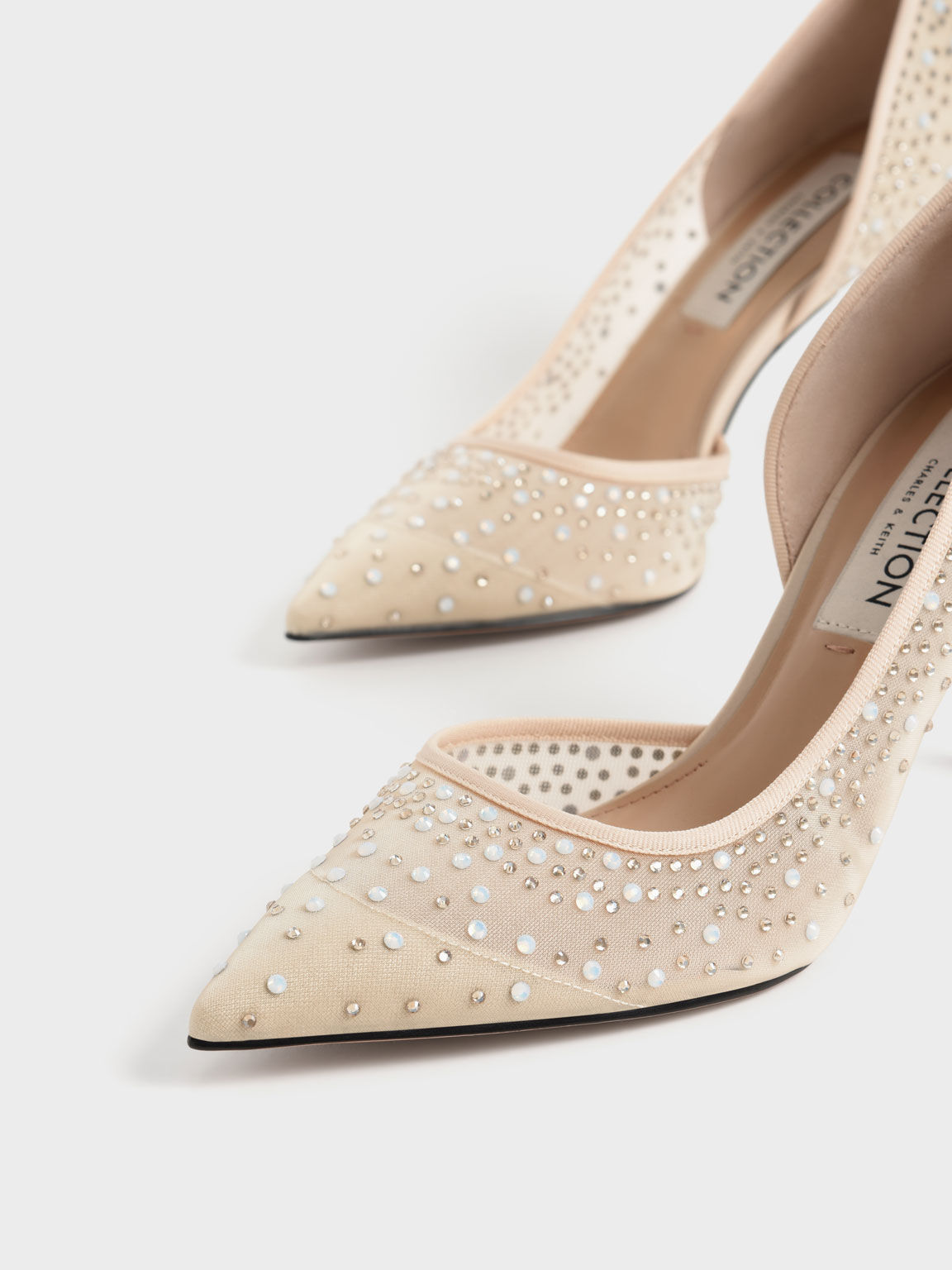Blythe Mesh Embellished Half-D'Orsay Pumps, Nude, hi-res