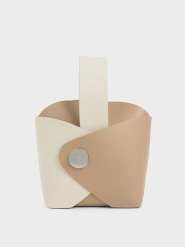 Two-Tone Mini Bucket Bag, Cream, hi-res