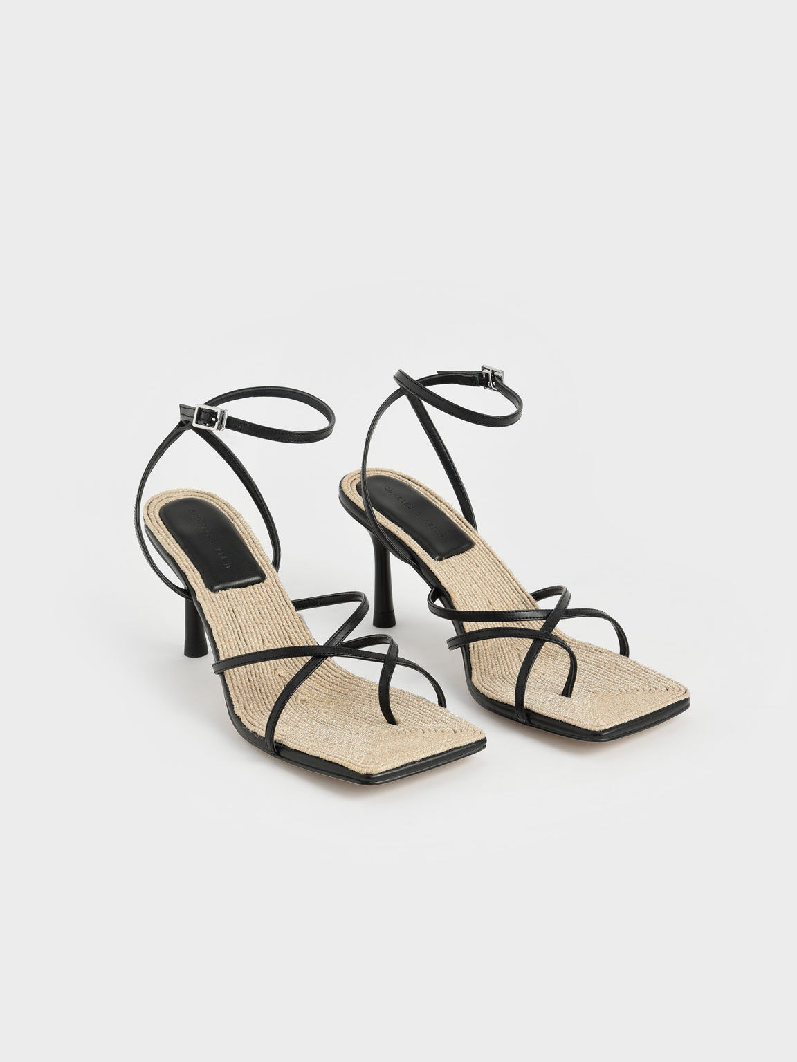 Black Ankle Strap Stiletto Sandals - CHARLES & KEITH SG