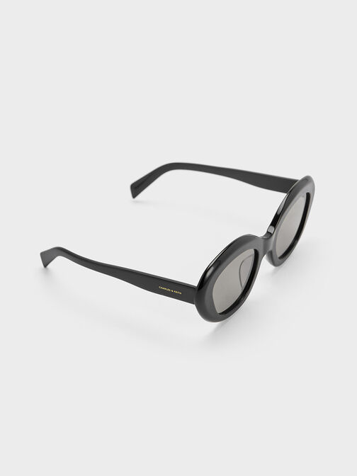 Recycled Acetate Cateye Sunglasses, Black, hi-res