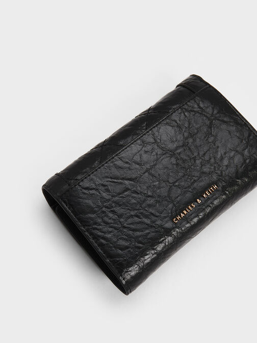 Arley Wrinkled Quilted Wallet, Black, hi-res