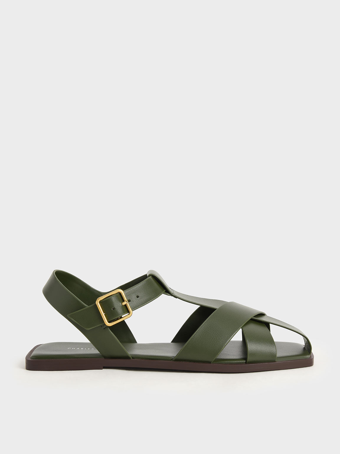 Strappy Crossover Sandals, Olive, hi-res