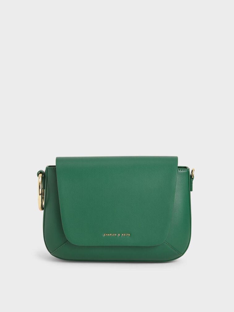 Ring Detail Crossbody Bag, Green, hi-res