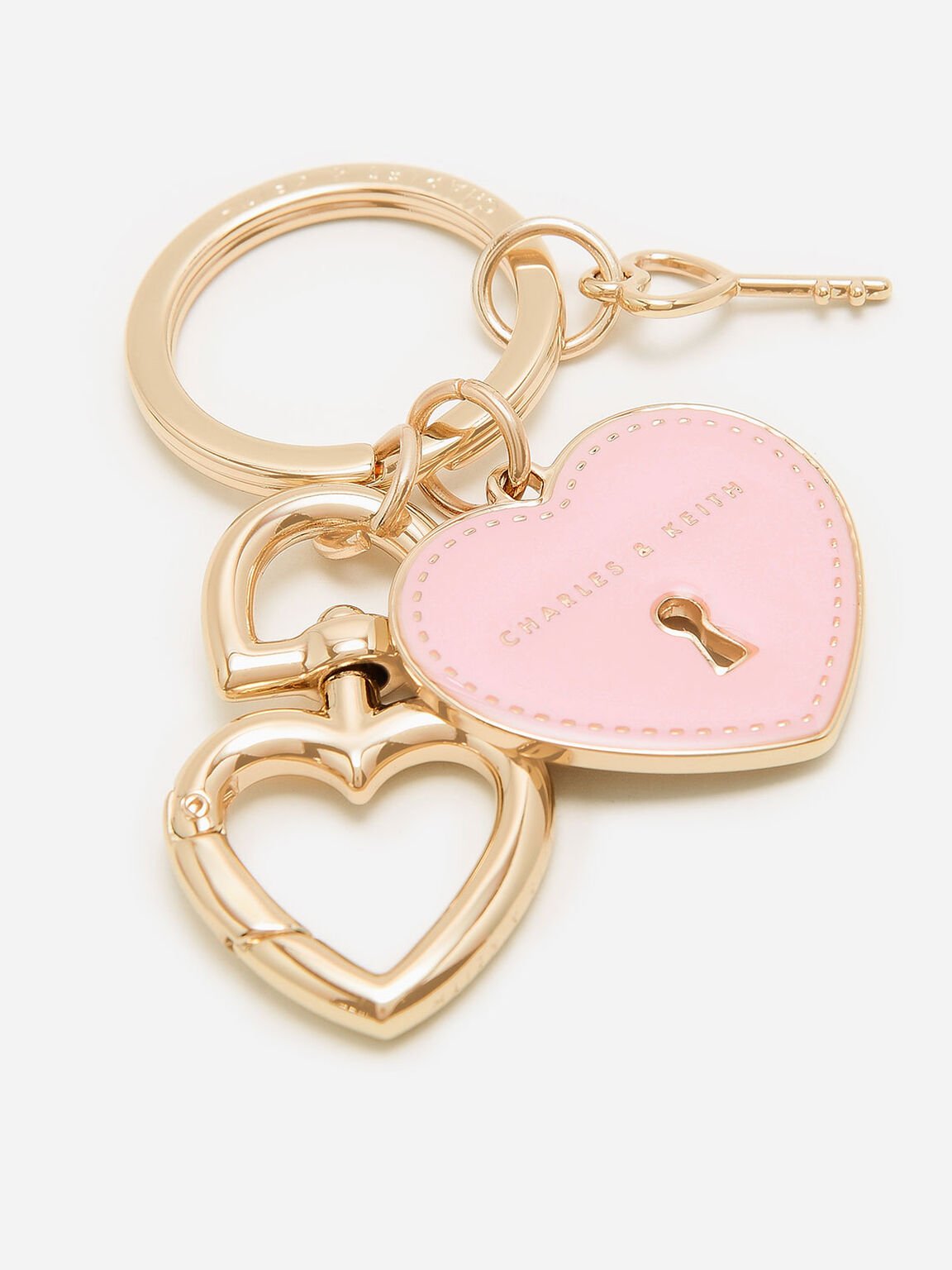 愛心鎖鑰匙圈, 粉紅色, hi-res