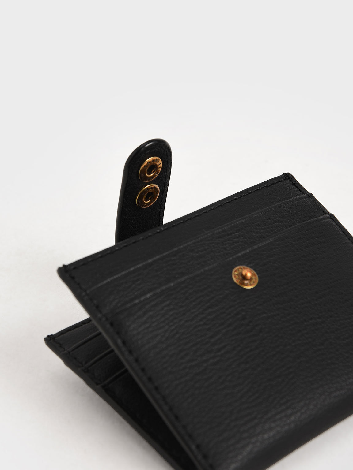 Snap Button Card Holder, Black, hi-res
