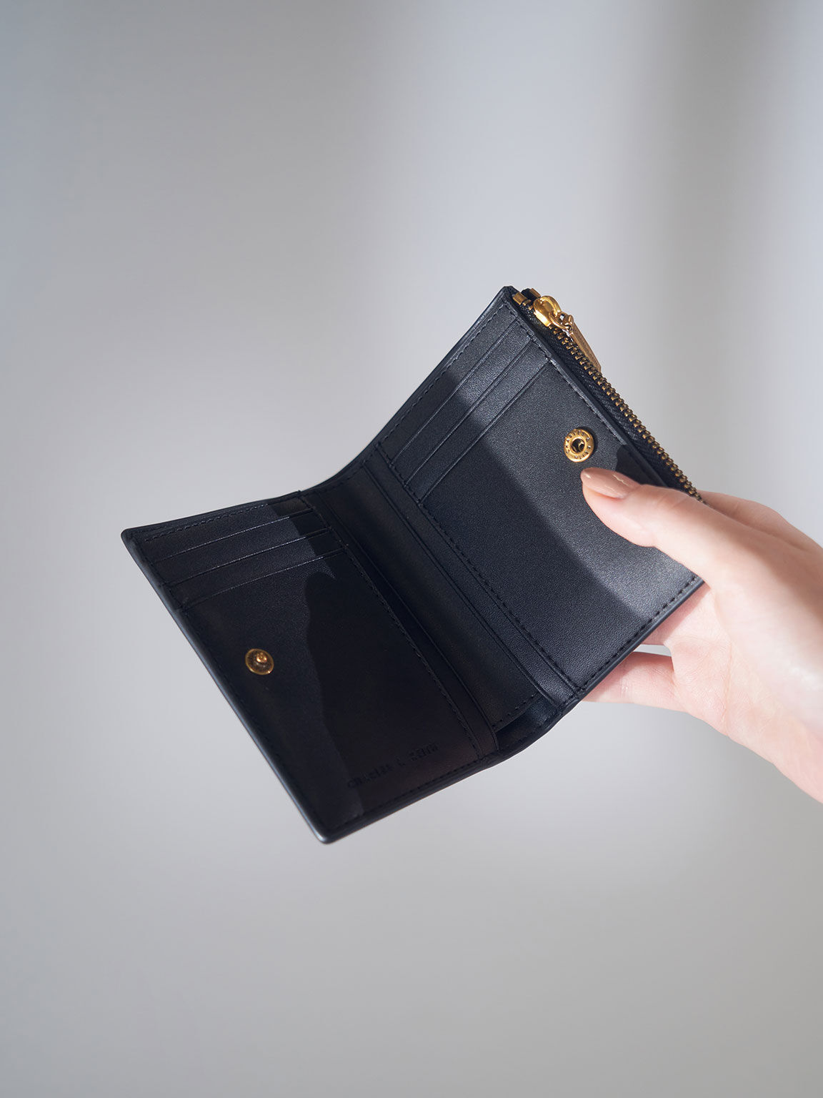 Harmonee Top Zip Small Wallet, Black, hi-res