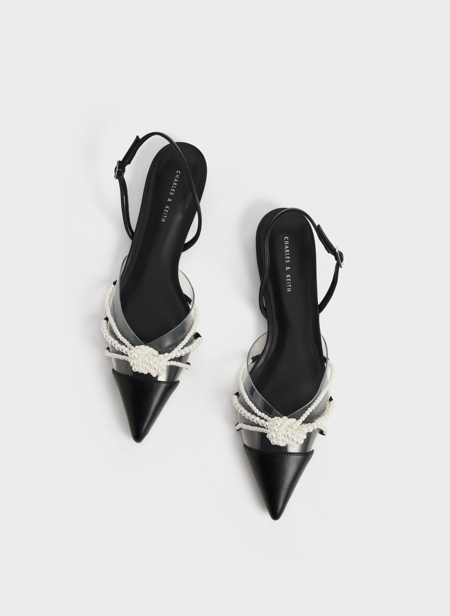 Black Bead-Embellished Slingback Ballerina Flats - CHARLES & KEITH US