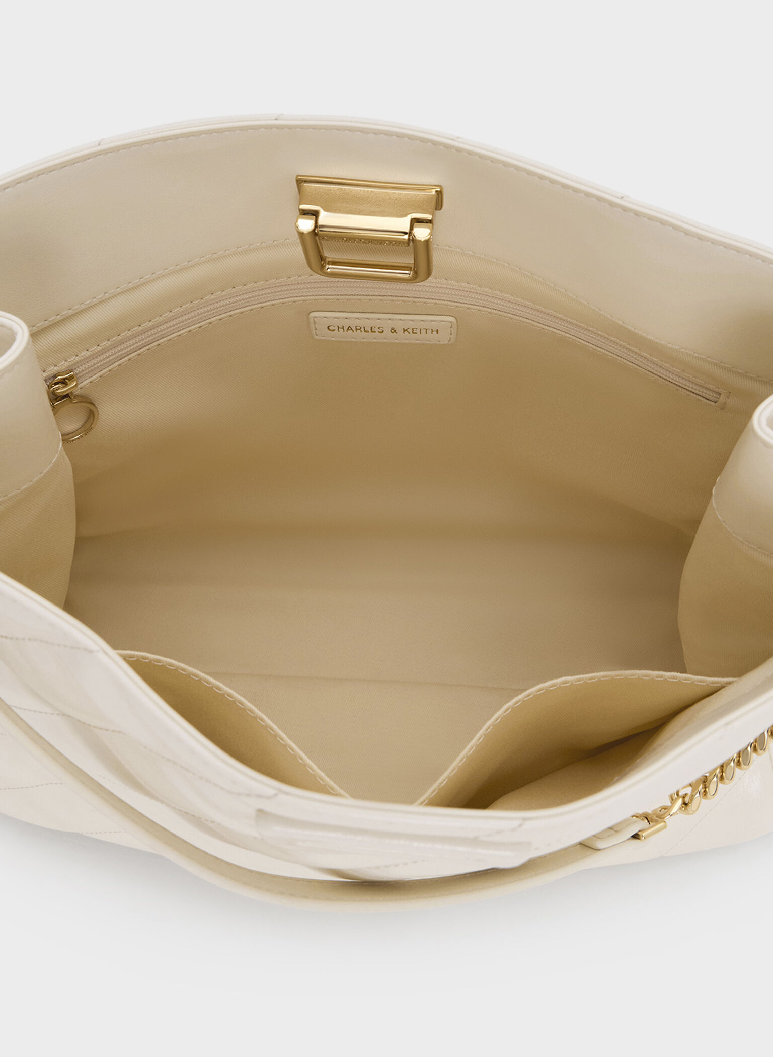 Neva Panelled Chain-Strap Tote Bag, Cream, hi-res