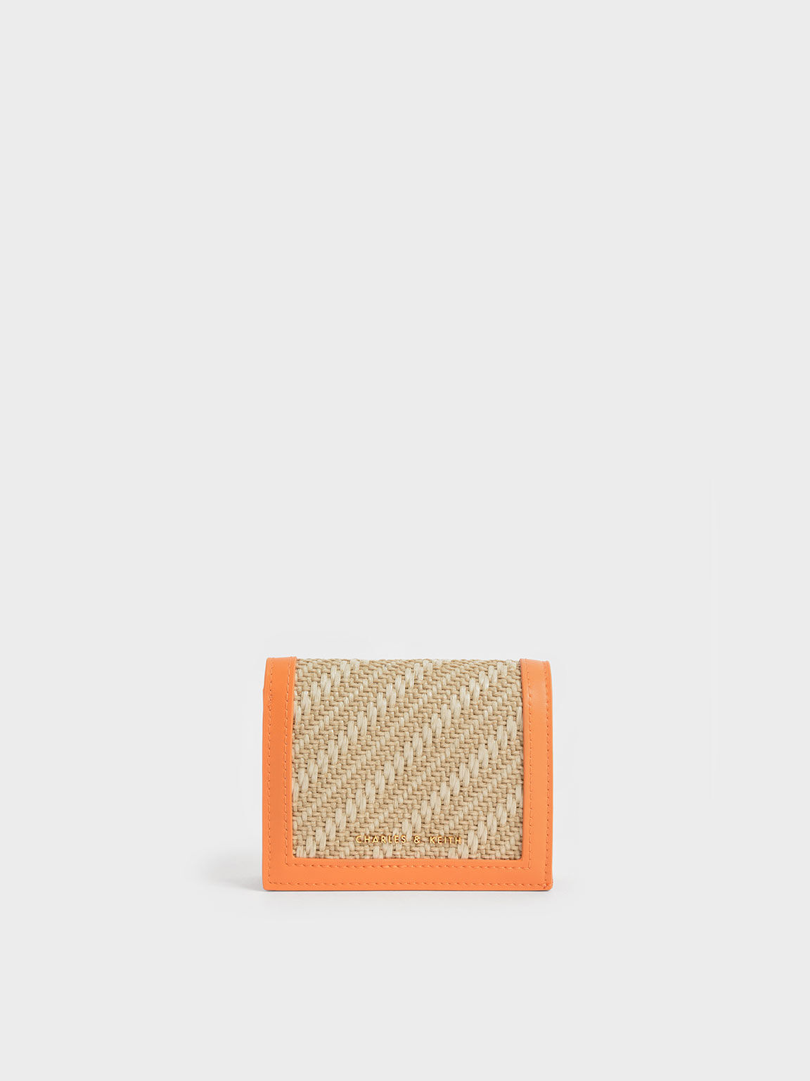 編織摺疊短夾, 橘色, hi-res