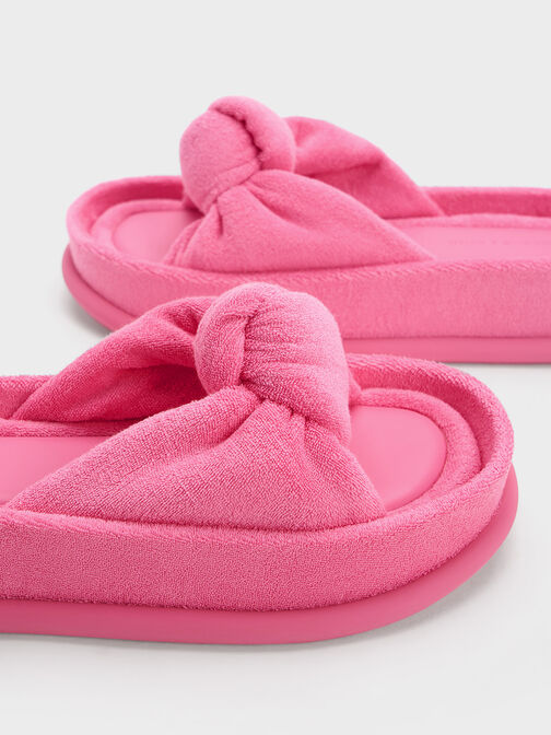 Loey 毛巾布扭結厚拖鞋, 粉紅色, hi-res