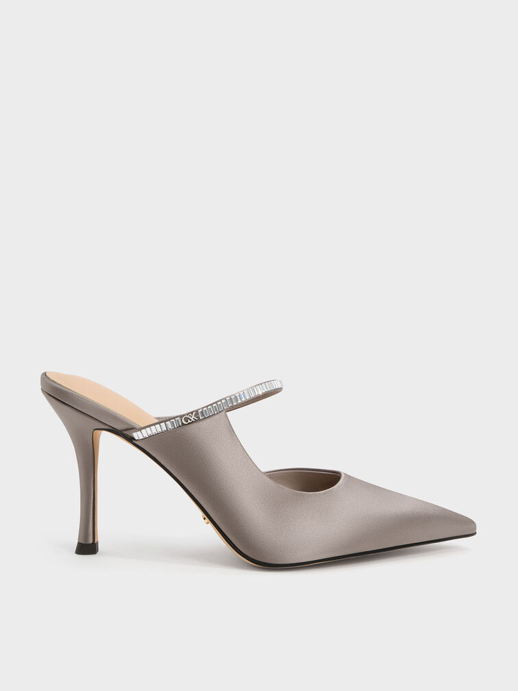 Gem D'Orsay Stiletto Mules, Pewter, hi-res