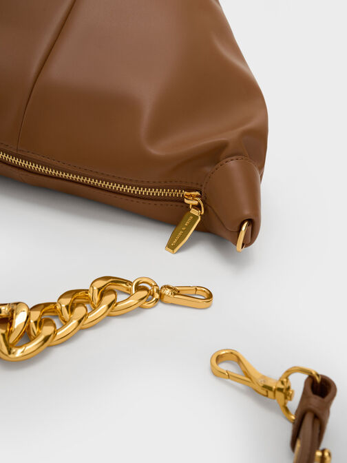 Daki Chain Handle Hobo Bag, Chocolate, hi-res