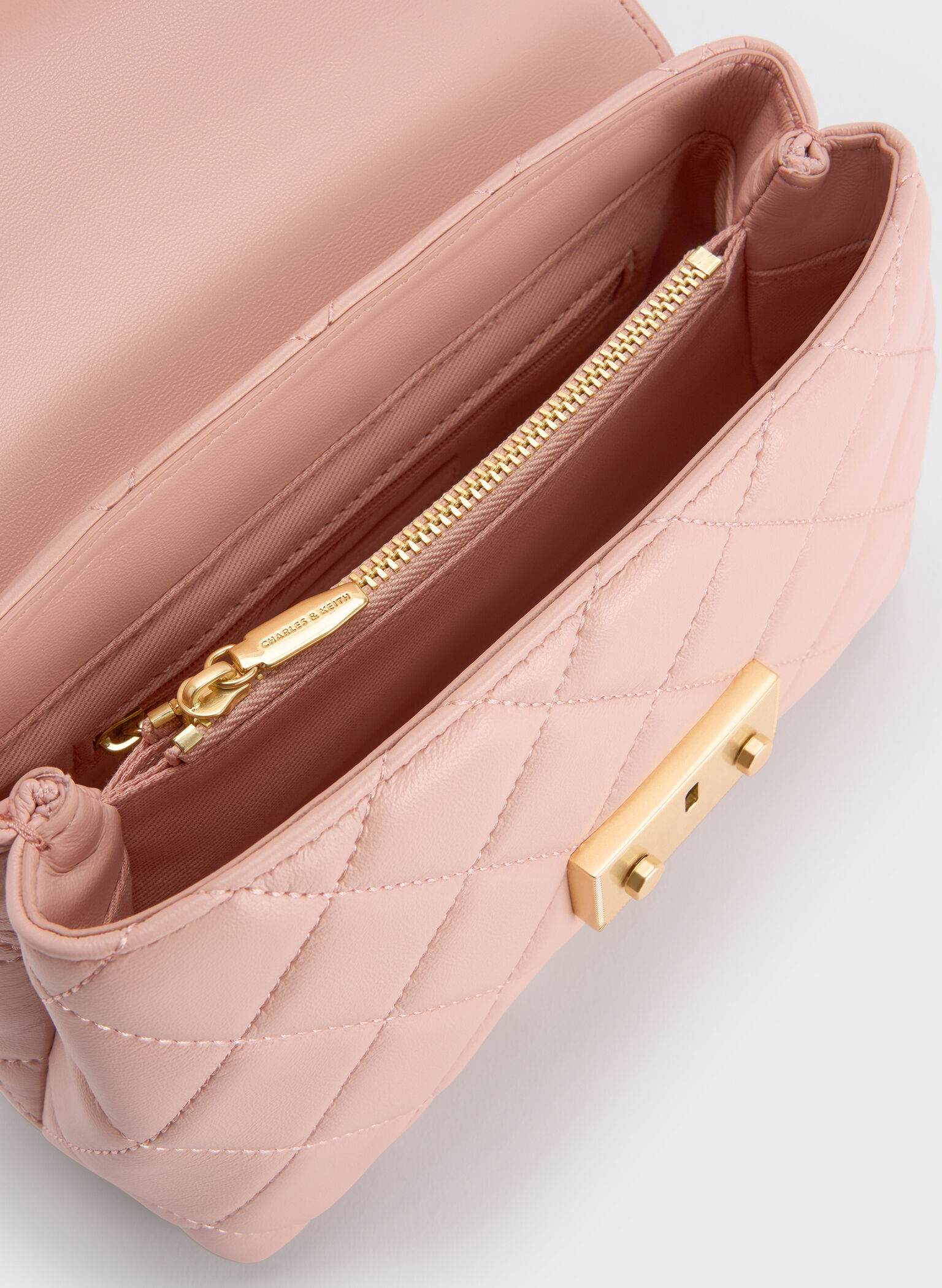 Alva Quilted Top Handle Bag, Light Pink, hi-res