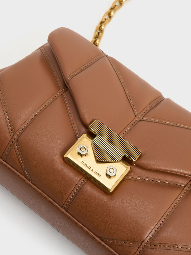 Eudora Chevron Trapeze Bag, Tan, hi-res