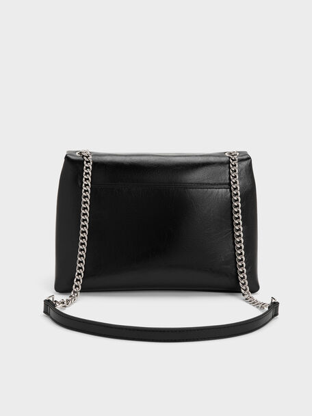 Sianna Chain Shoulder Bag, Noir, hi-res