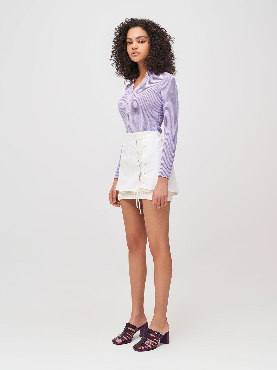 Madison See-Through Caged Mules, Purple, hi-res