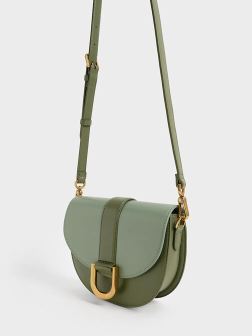 Gabine Two-Tone Saddle Bag​, Olive, hi-res