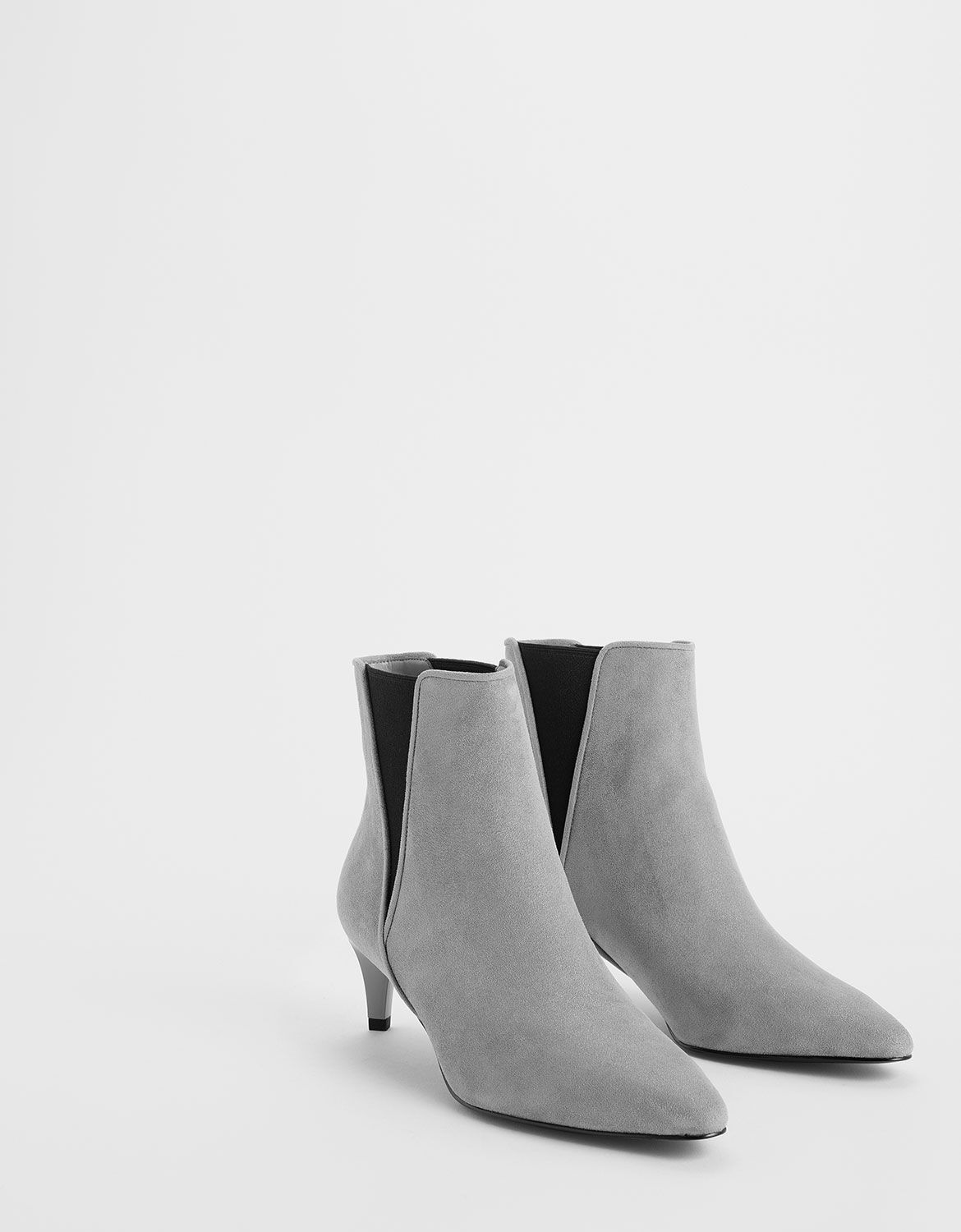 gray kitten heel boots