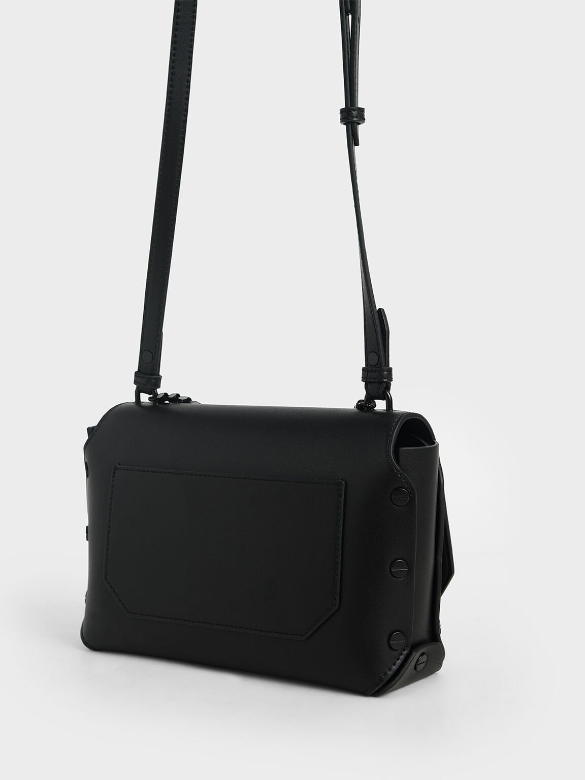 Chain Handle Shoulder Bag, Ultra-Matte Black, hi-res