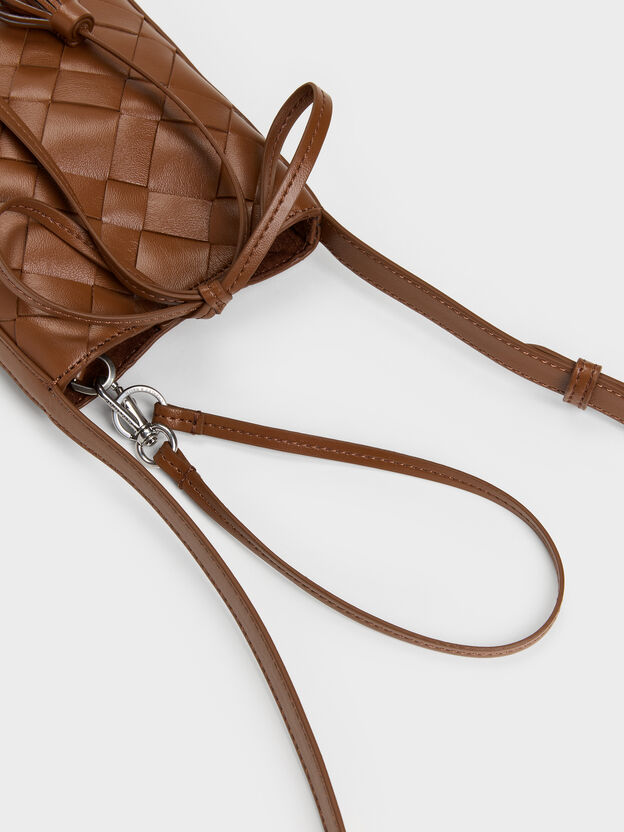 Ivette Woven Tassel Pouch, Chocolate, hi-res