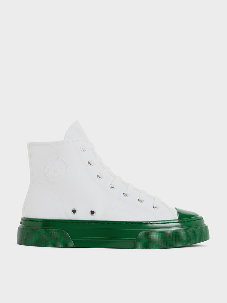 Kay Two-Tone High-Top Sneakers, Green, hi-res