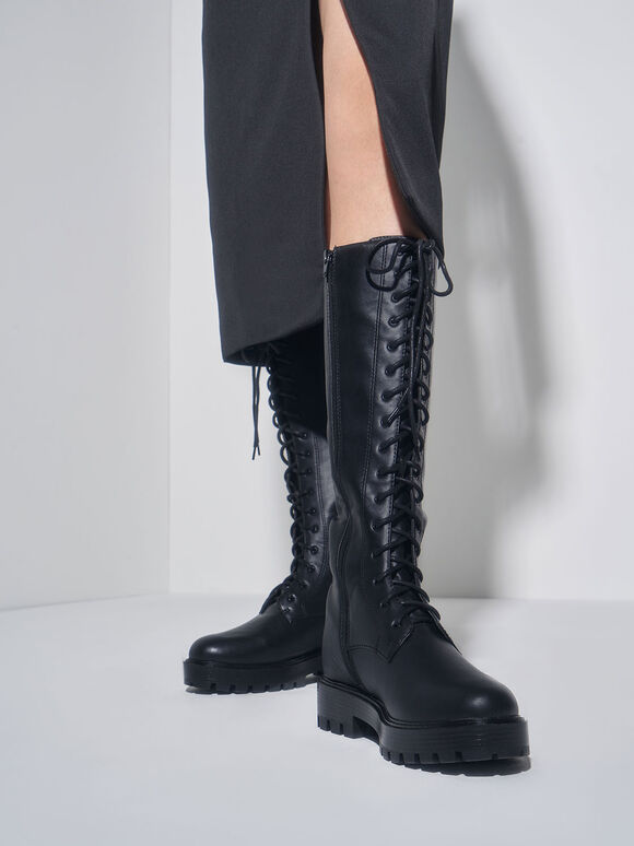charles and keith lace up boots