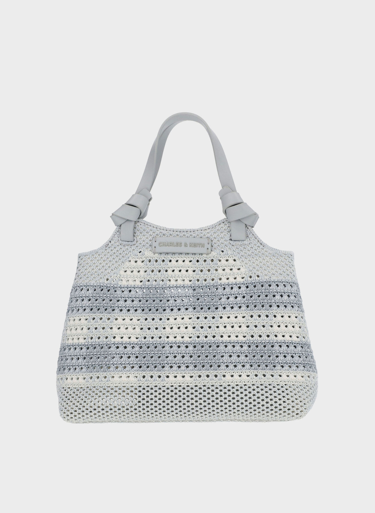 Ida Checkered Knotted Handle Tote Bag​, Sea Salt Blue, hi-res