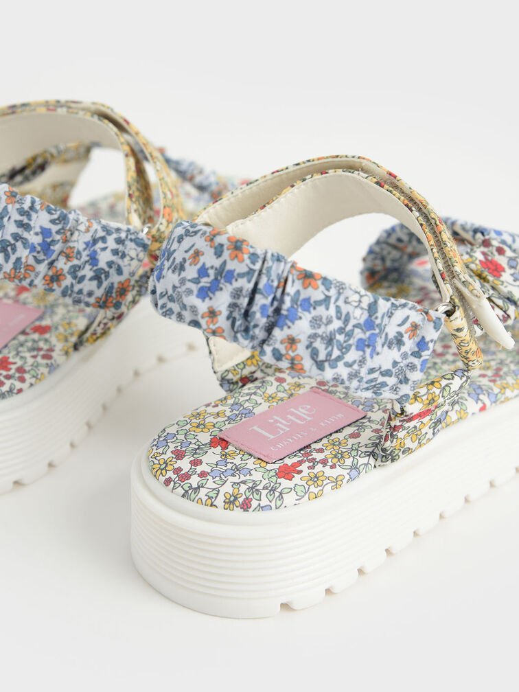 Girls' Printed Satin Sport Sandals, Multi, hi-res