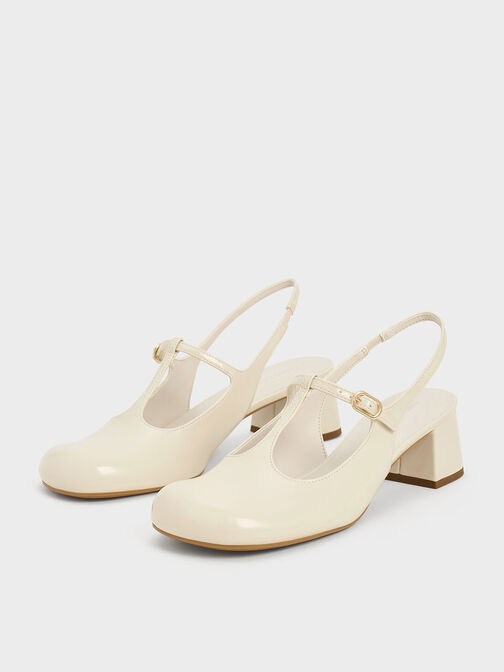 T-Bar Slingback Mary Jane Pumps, Chalk, hi-res